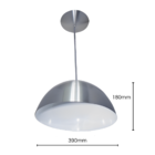 Pendente Meia Bola 40cm Metal Escovado Stilo Lustres