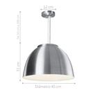 Pendente Meia Esfera Atenas Aço Escovado