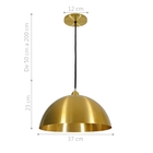 Pendente Meia Esfera Premium Dourado Kit Com 3