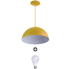 Pendente Meia Lua 30 Alumínio Amarelo Com Lampada