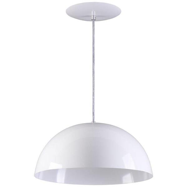 Pendente Meia Lua 34cm Luminária Alumínio Branco Brilhante -