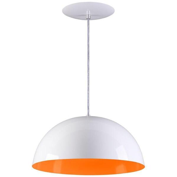 Pendente Meia Lua 34cm Luminária Alumínio Branco Brilhante C/