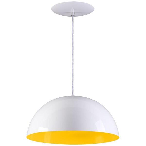 Pendente Meia Lua 34cm Luminária Alumínio Branco Textura C/ A