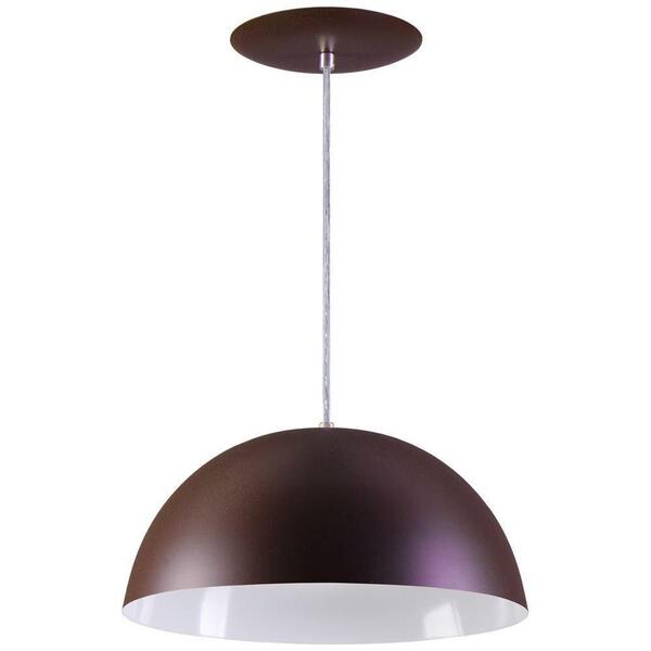 Pendente Meia Lua 34cm Luminária Alumínio Marrom Tabaco Textu