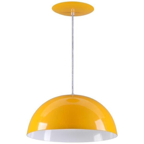 Pendente Meia Lua 50cm Luminária Alumínio Amarelo - Rei Da Il