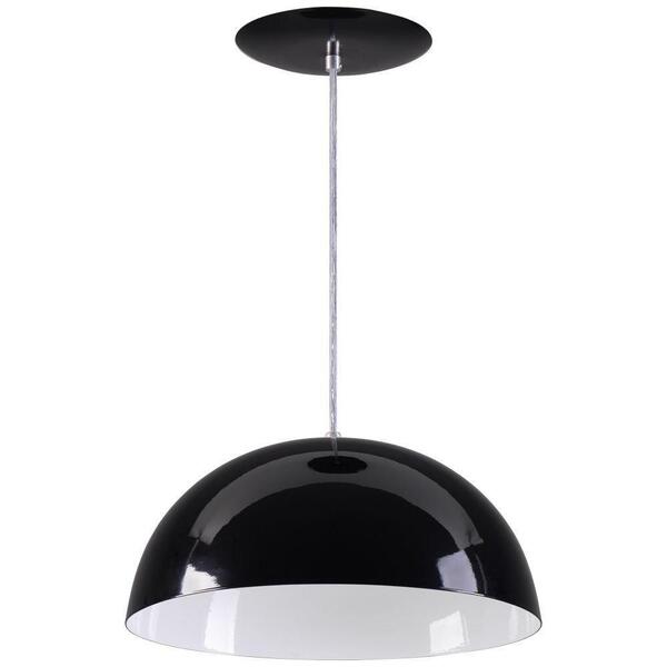 Pendente Meia Lua 50cm Luminária Alumínio Preto Brilhante - R