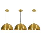 Pendente Meia Lua Deluxe Dourado Kit Com 3