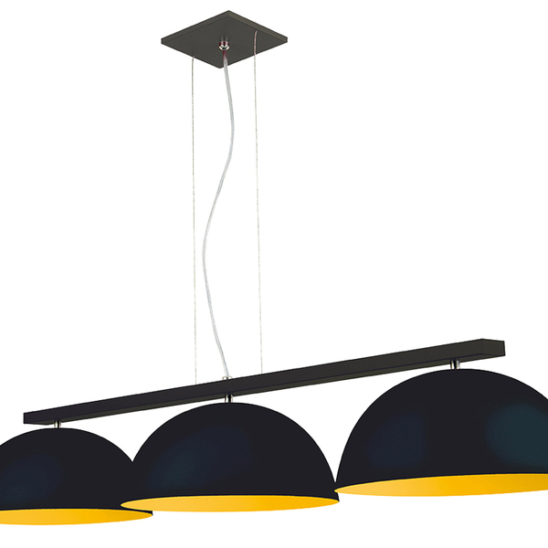 Pendente Meia Lua Triplo 112cm Preto/dourado 3 Lâmpadas