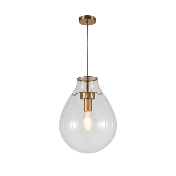 Pendente Metal Bronze Vidro Transparente 40cm 1e27