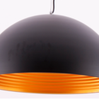 Pendente Metal Industrial Retrô Cúpula Preto Com Dourado Para