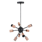 Pendente 9 Lâmpadas Preto e Laranja Metal Kiev Quality