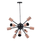 Pendente 12 Lâmpadas Preto e Laranja Metal Kiev Quality