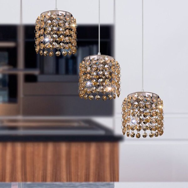 Pendente Milano Cristal Redondo 3 Lâmpadas G9 Bronzearte Bron