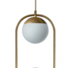 Pendente Milla Em Alumínio Cor Cobre E Vidro Opalino Duplo 2x