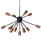 Pendente Mini Sputnik 12 Pontas Preto Com Soquete Cobre