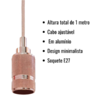 Pendente Minimalista Luxo Detalhado Rosé Gold E27
