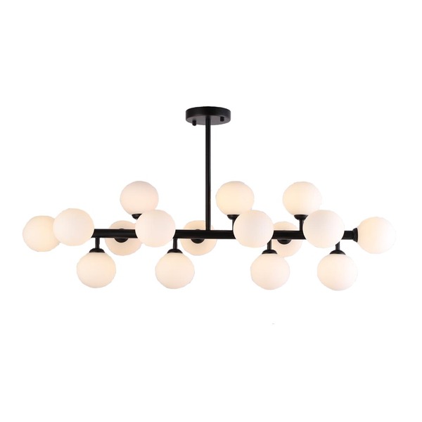 Pendente Moderno 95cm Jabuticaba Júpiter Preto 16 Lâmpadas Bl