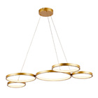 Pendente Moderno Aros Dourado 95cm Led 40w 3000k Bivolt 14539