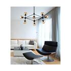 Pendente Moderno Cúpula De Vidro Preta 10 Lâmpadas Bivolt