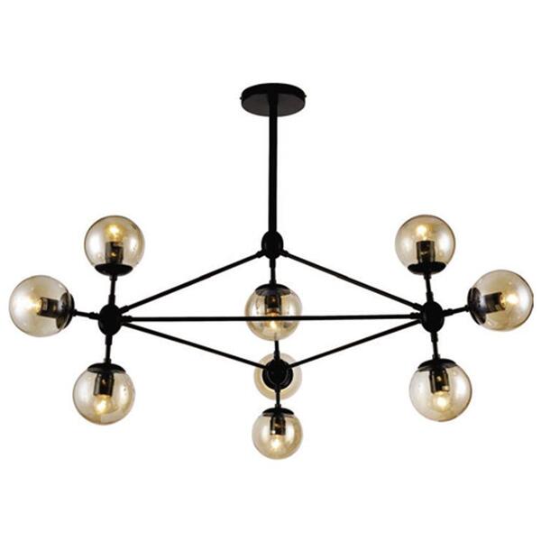 Pendente Moderno Cúpula De Vidro Preta 10 Lâmpadas Bivolt