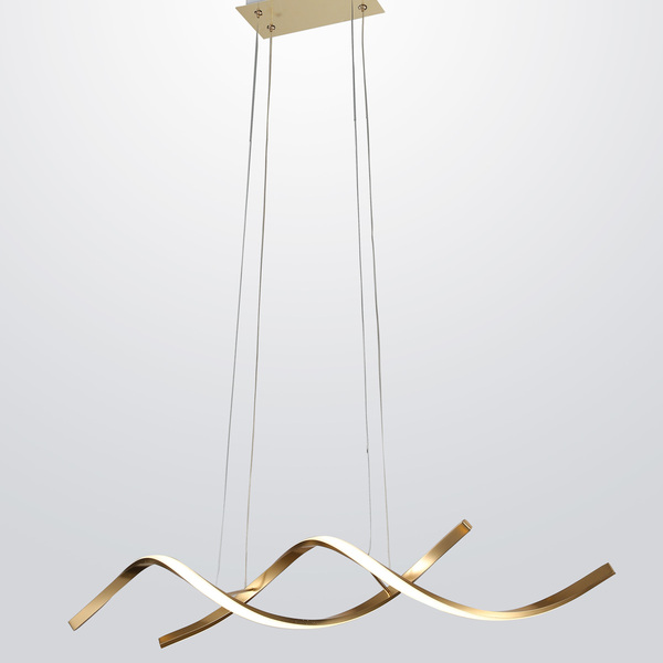 Pendente Moderno Espiral Dourado 90cm Led 36w 3000k Bivolt 14