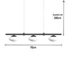 Pendente Moderno Odi 70cm 3xled 4w 3000k  Preto E Vidro 127v