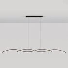 Pendente Moderno Ondas Preto Com Cristais Acrílico 118cm Led