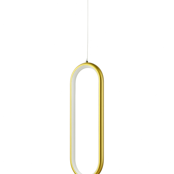 Pendente Moderno Oval Dourado 38cm Led 18w 3000k Bivolt 15768