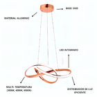 Pendente Moderno Rose Gold 50cm Led 45w 3 Em 1 Bivolt