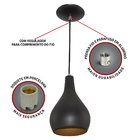 Pendente Nepal Drop Premium Gourmet Em Aluminio Preto/cobre
