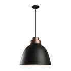 Pendente New Ind 1l E27 40x39 Preto/cobre