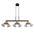 Pendente New Roof Na Cor Preto Com Acabamento Cobre Para 3 Lâ