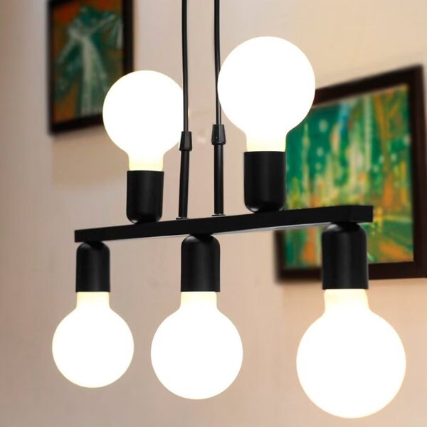 Pendente New Up Na Cor Preto Para 5 Lâmpadas E-27 Bivolt