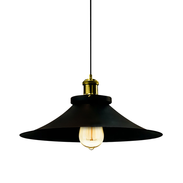 Pendente Nordic Industrial 38 Cm Vintage Preto Com Dourado