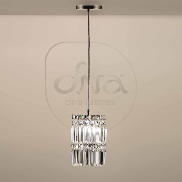 Pendente Nymphaea Cilíndrico 30xø18cm Cristal E Metal - Dna L