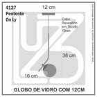 Pendente On Ly Preto Com Globo Esfera De Vidro Branco