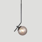 Pendente On Ly Preto Com Globo Esfera De Vidro Fume