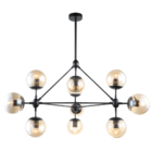 Pendente Orbe Bella Preto Em Metal E Vidro Para 10 Lâmpadas E