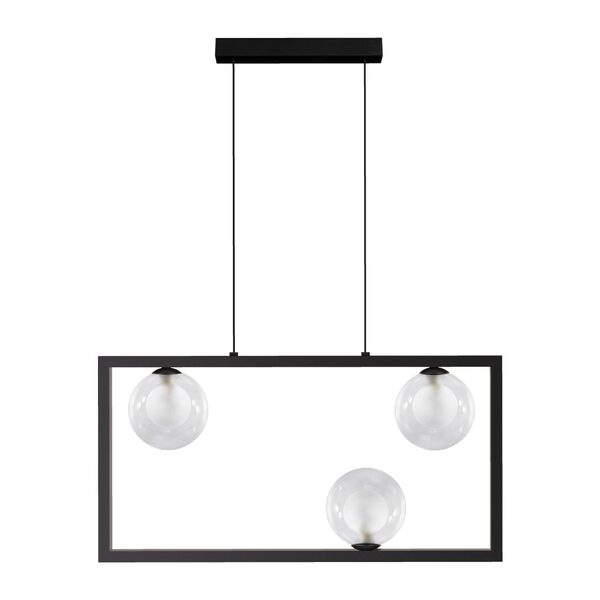 Pendente Orbit 3 Globos Transparente E Pt Studioluce + 3x G9