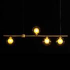 Pendente Orbit Dourado 4 Globos Transparente Phd1539 Studiolu