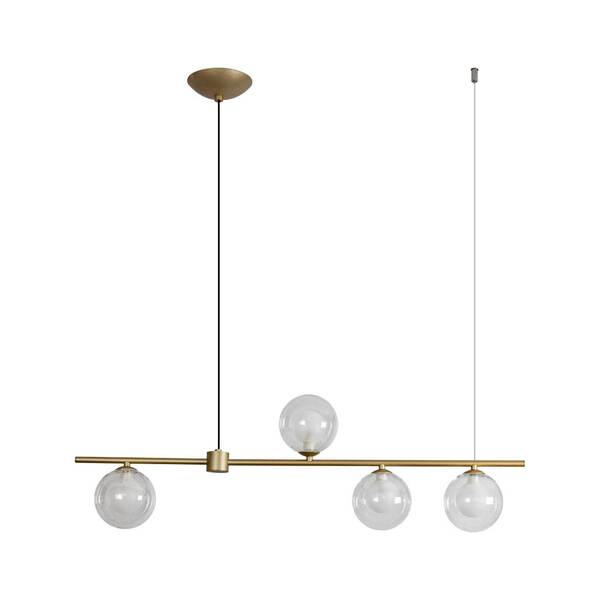 Pendente Orbit Dourado 4 Globos Transparente Phd1539 Studiolu