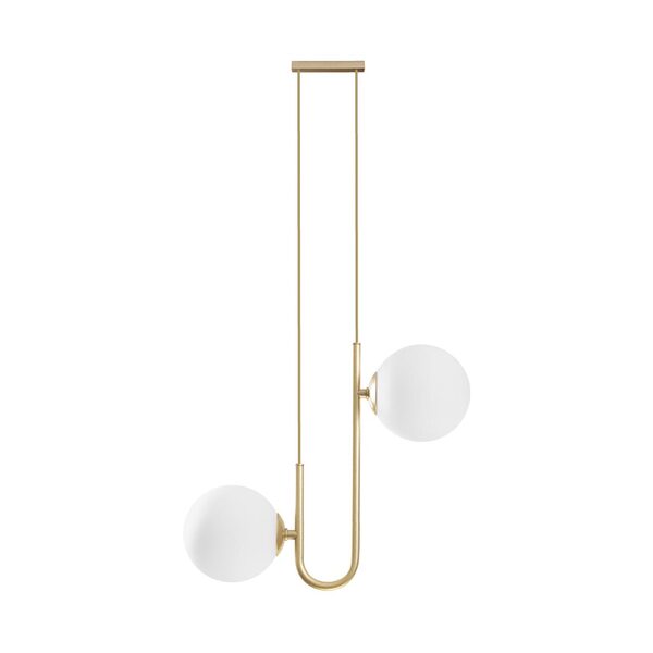 Pendente Orbit Dourado E Br 2 Globos Bolas + 2x G9 Bf Studiol