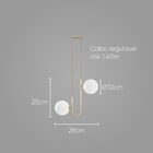 Pendente Orbit Dourado E Br 2 Globos Bolas + 2x G9 Bq Studiol