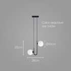 Pendente Orbit Preto E Br 2 Globos Bolas + 2x G9 Bq Studioluc