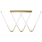 Pendente Oscar 108x12x25cm 3xg9 Metal Dourado Fosco Vidro Bra