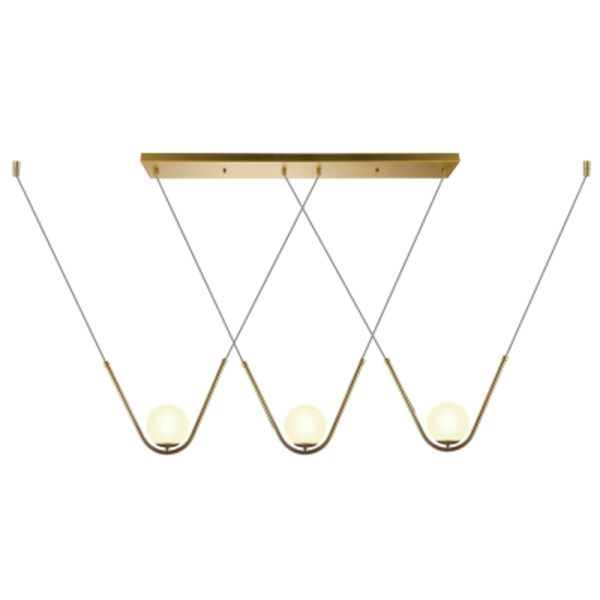 Pendente Oscar 108x12x25cm 3xg9 Metal Dourado Fosco Vidro Bra