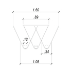 Pendente Oscar 108x12x25cm 3xg9 Metal Dourado Fosco Vidro Bra