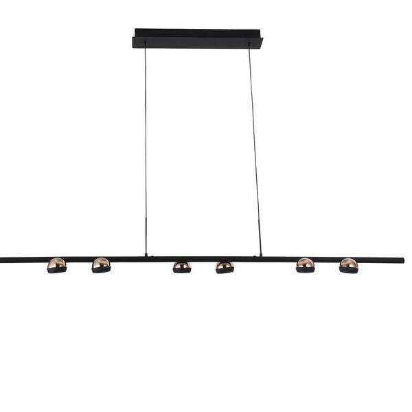 Pendente Oto Preto E Rose Led 30w 3000k Bivolt 140cm Kw006 Be