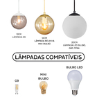 Pendente Ouro C/ Globo De Vidro Ambar De 14cm + Led 2w