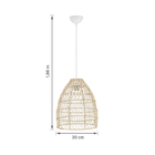 Pendente Oval 1 Lâmpada Vime Rattan E27 30cm Oikos